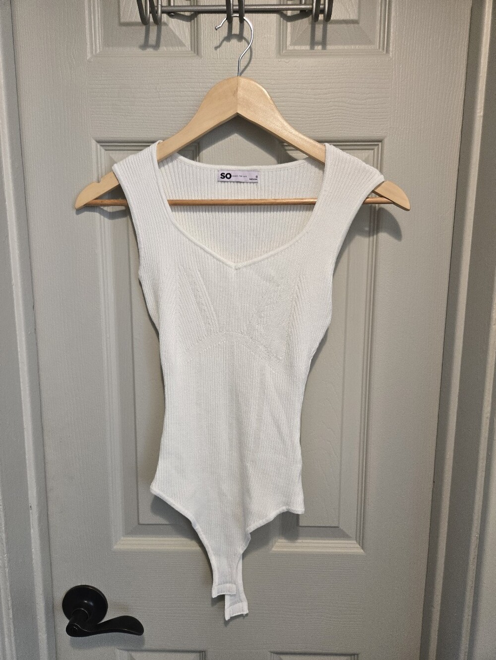 White SO Sleeveless Sweater Bodysuit Size: Small - Picture 5 of 7